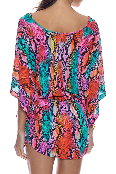 Luli Fama Electric Skin Cabana V Neck Dress